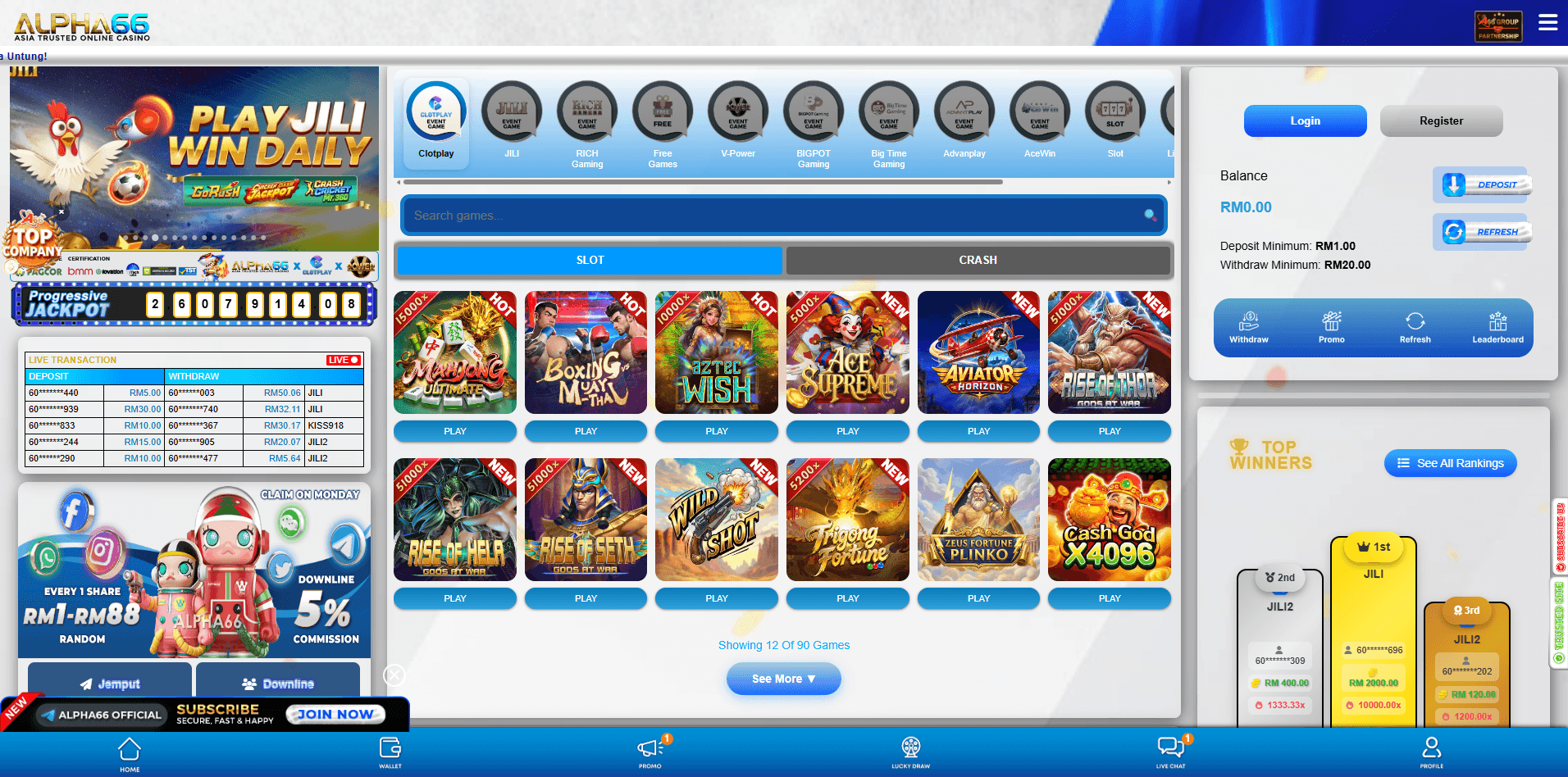 Alpha66 Malaysia Review 2026: Read Before You Deposit 1 Alpha66 online casino desktop screenshot