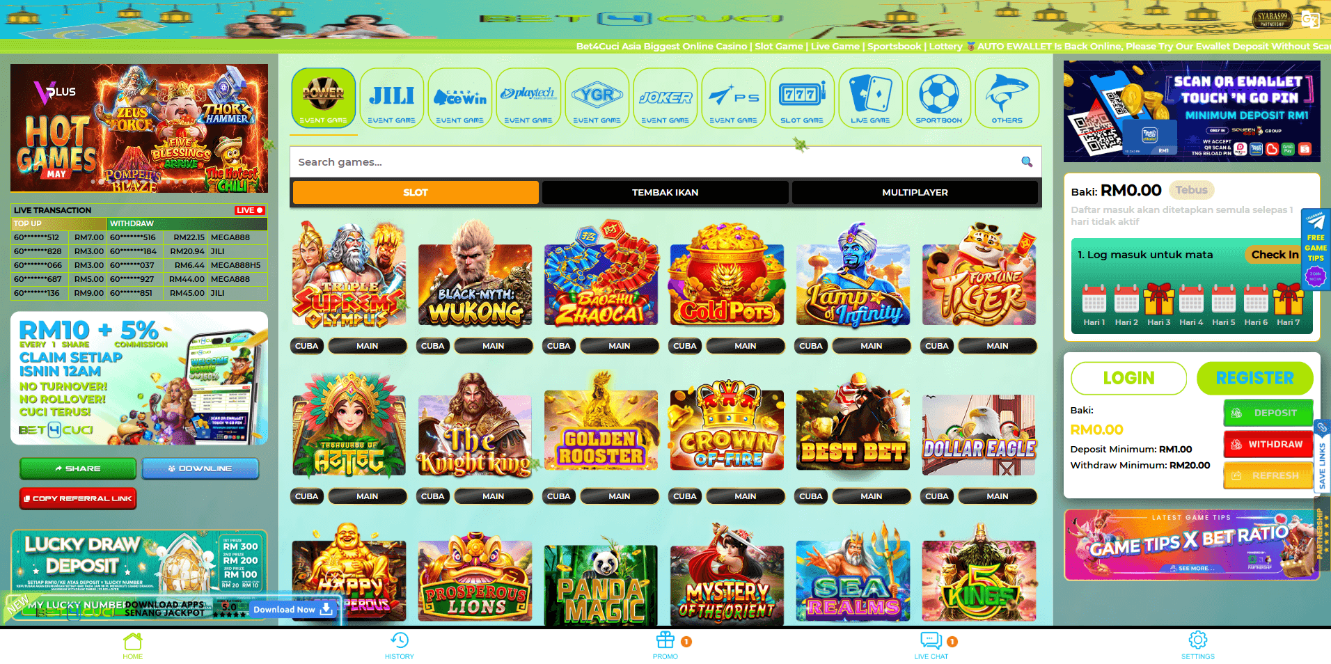 Bet4cuci online casino malaysia screenshot