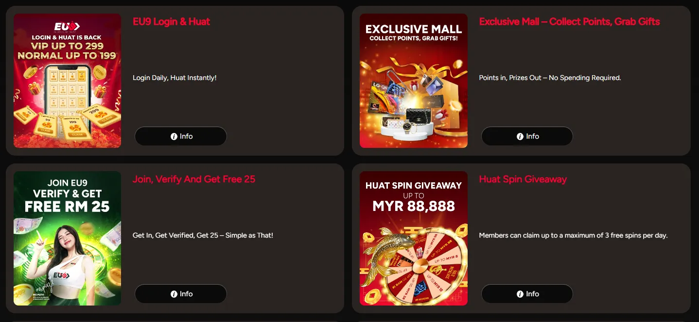 EU9 Online Casino Malaysia latest promotions
