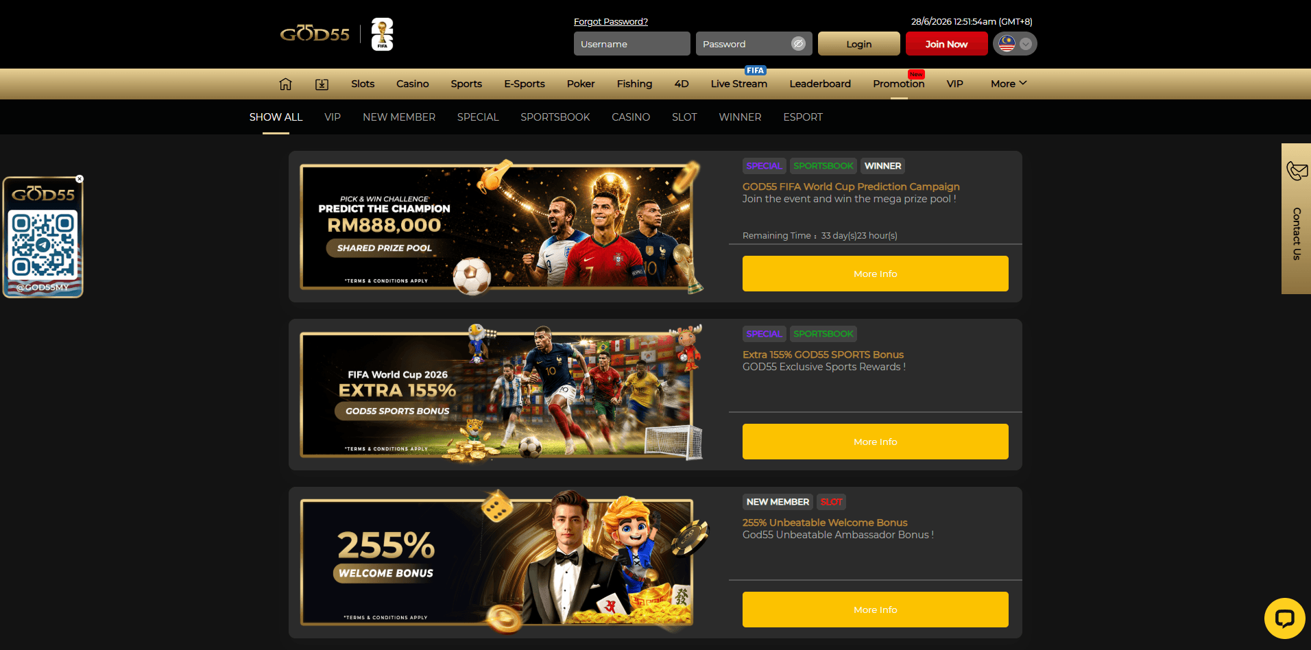 GOD55 online casino Malaysia promotions