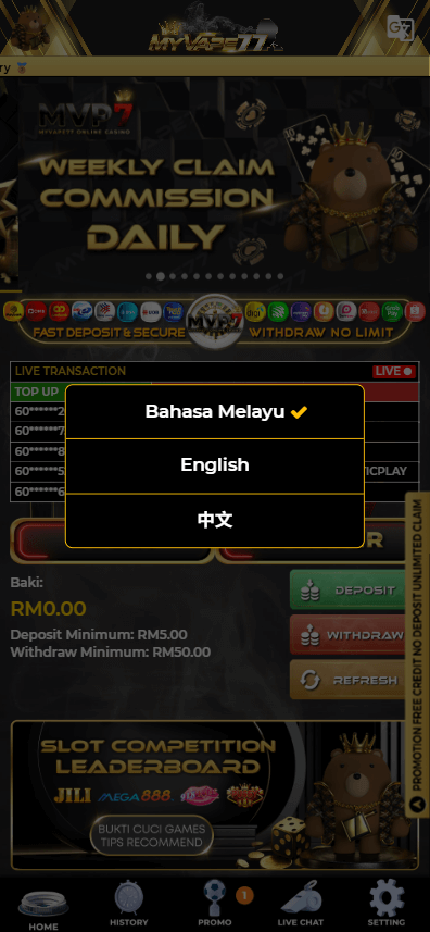 Myvape77 language options