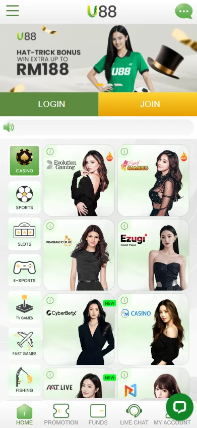U88 online casino Malaysia mobile
