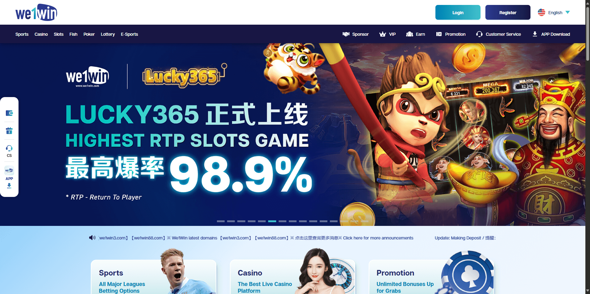 We1Win online casino malaysia 2025 screenshot