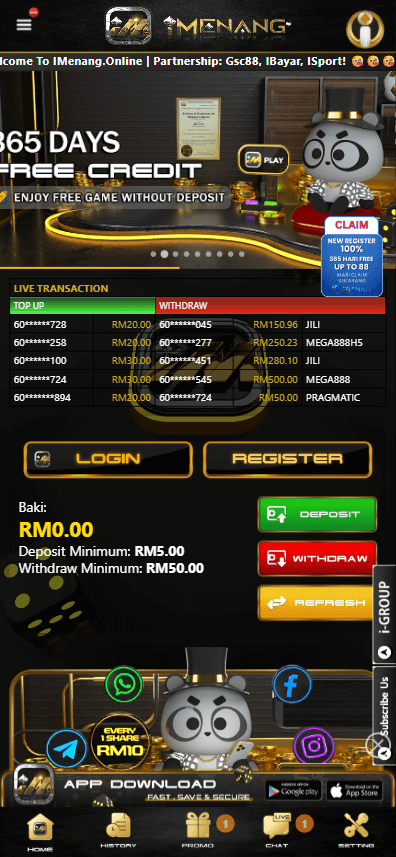 imenang online casino mobile screenshot