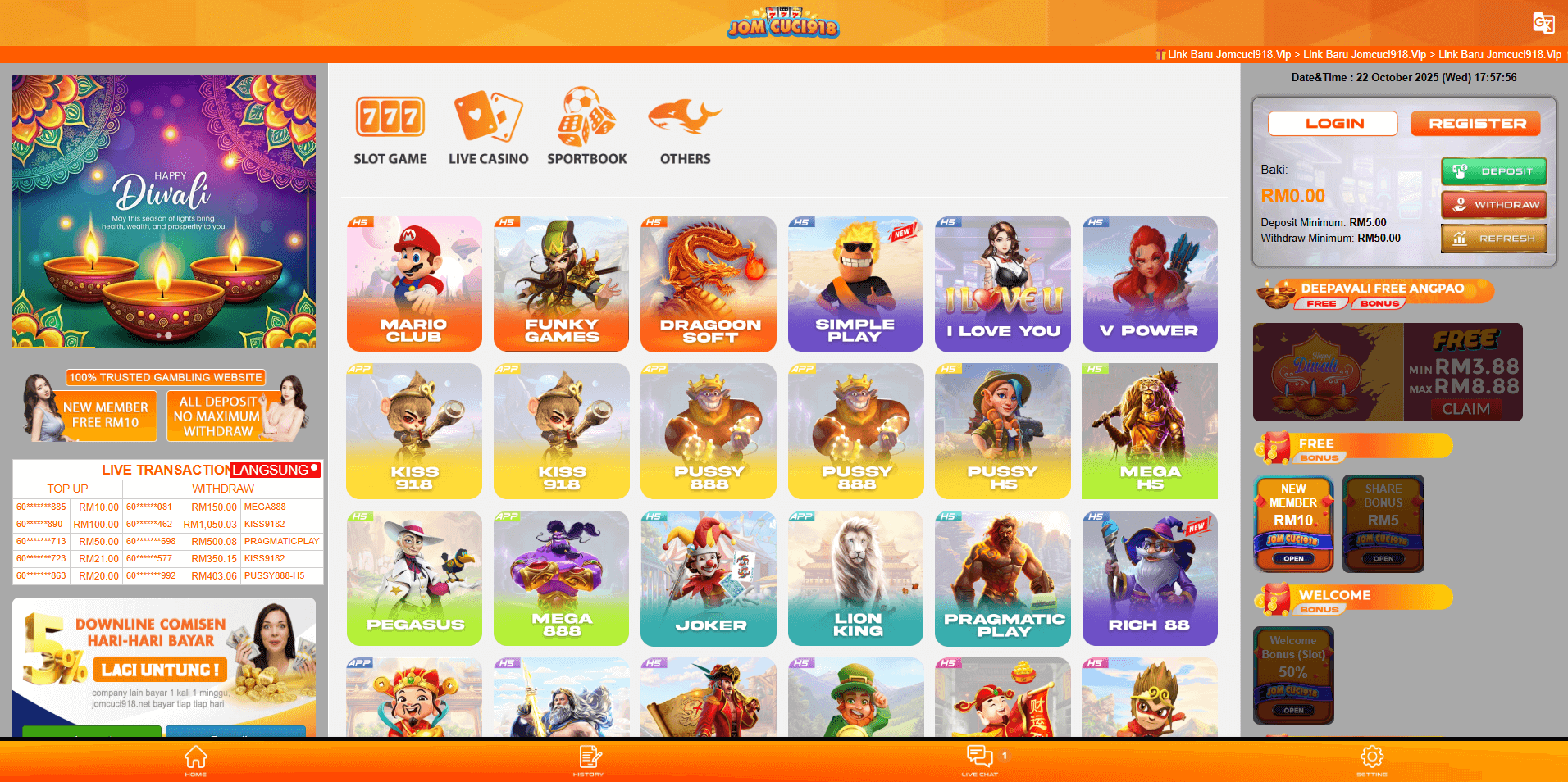 jomcuci918 2025 online casino malaysia screenshot