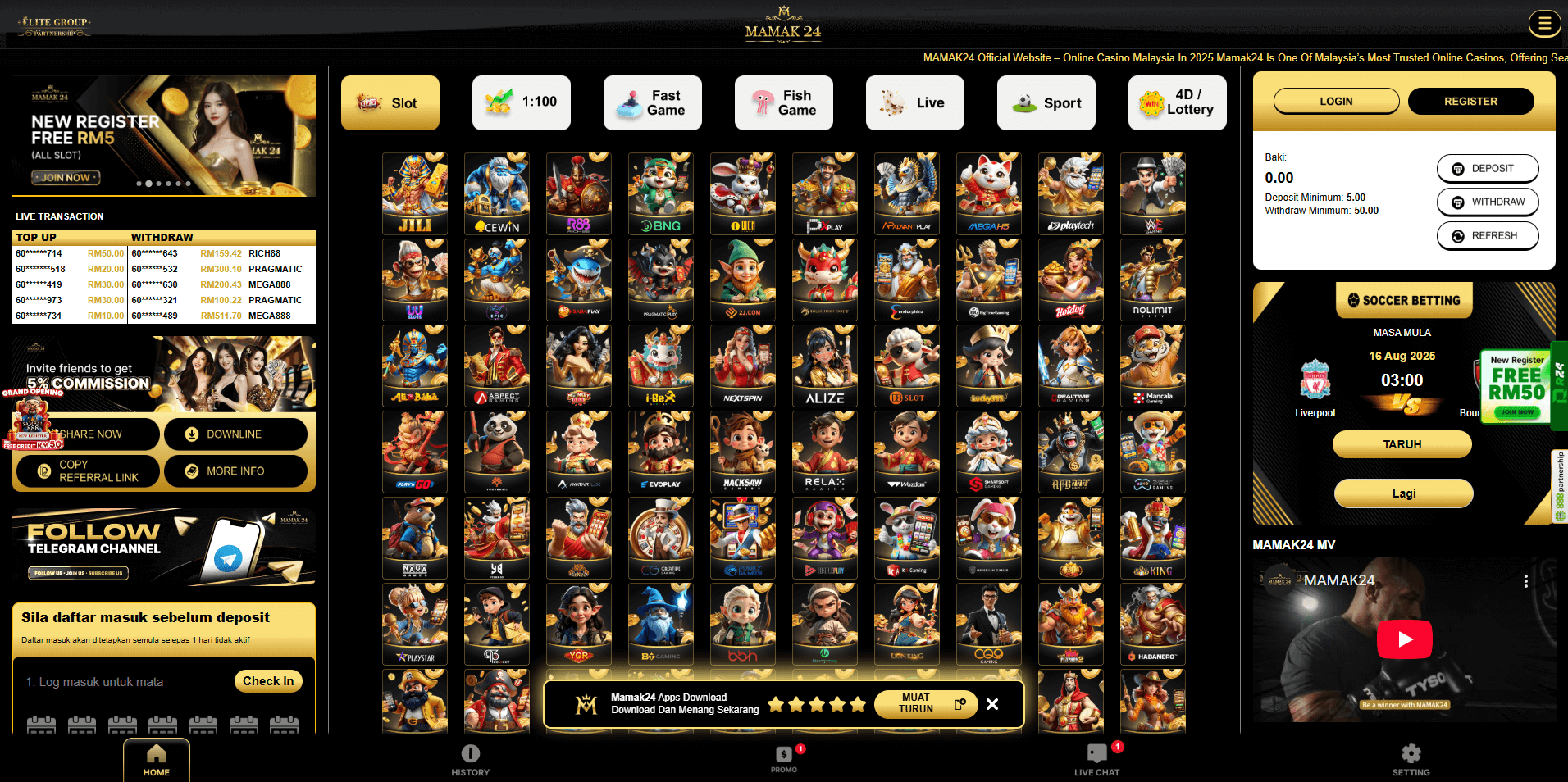 mamak24 online casino screenshot 2025