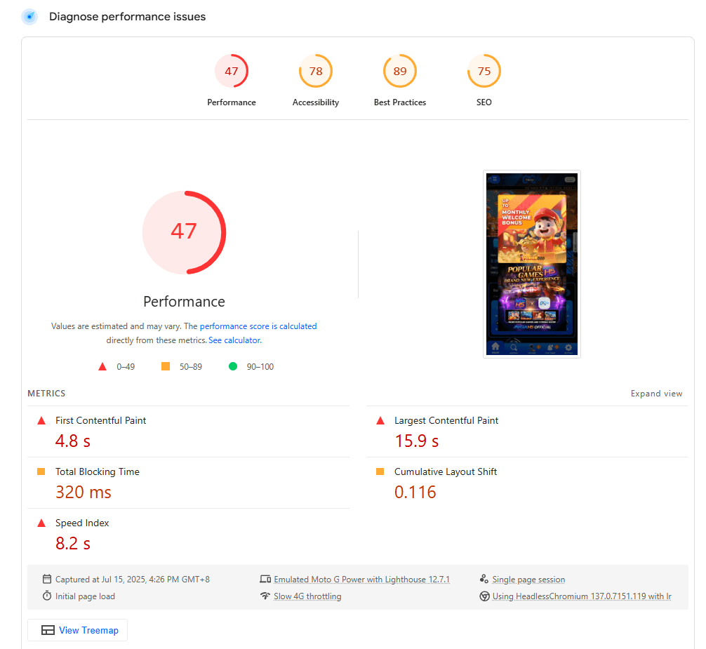 meta888 pagespeed insight scores thumb