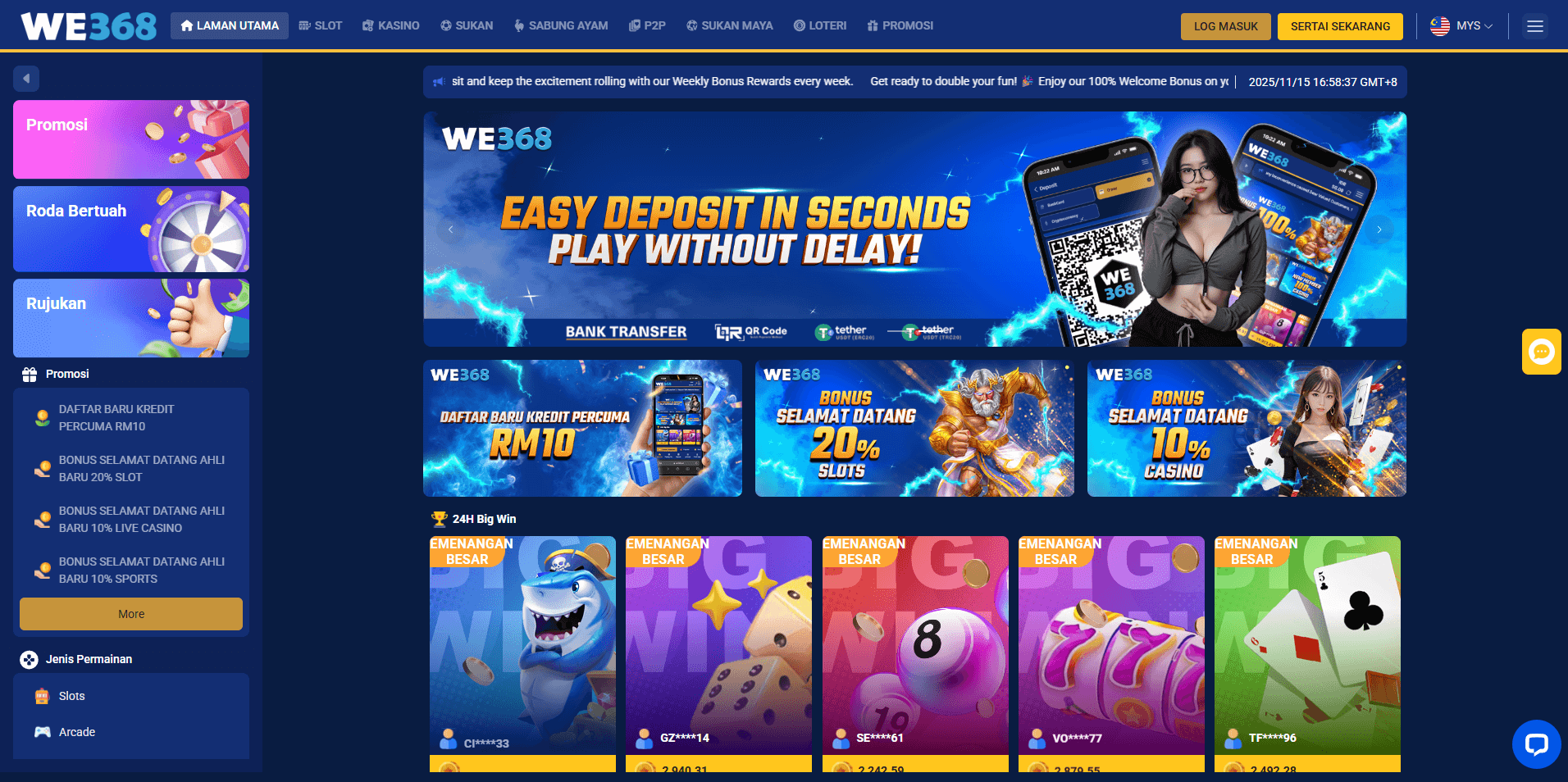 we368 online casino malaysia screenshot 2025