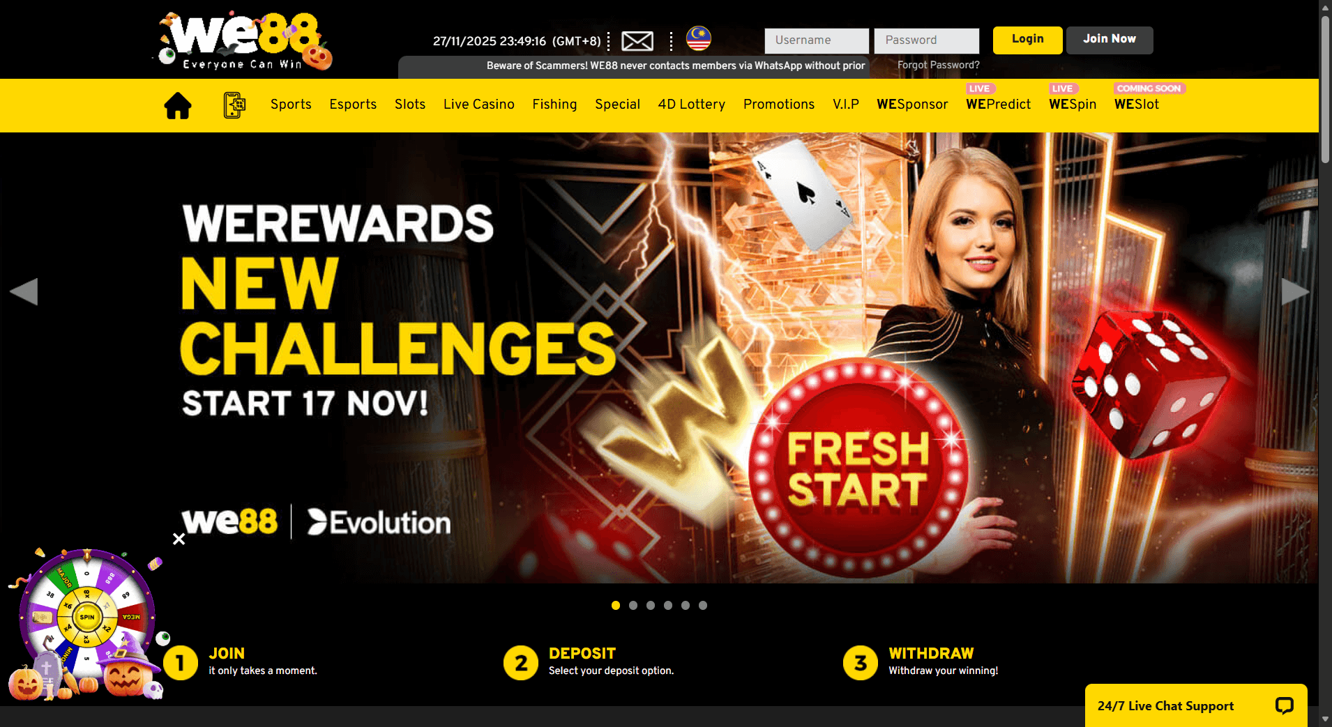 we88 online casino malaysia 2025 screenshot